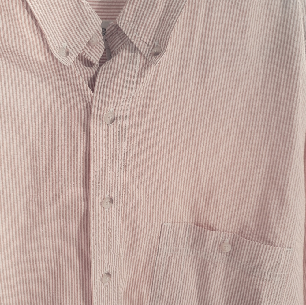 Eddie Bauer Mens Orange White Summer button down short sleeve shirt Sz XL - Picture 8 of 8